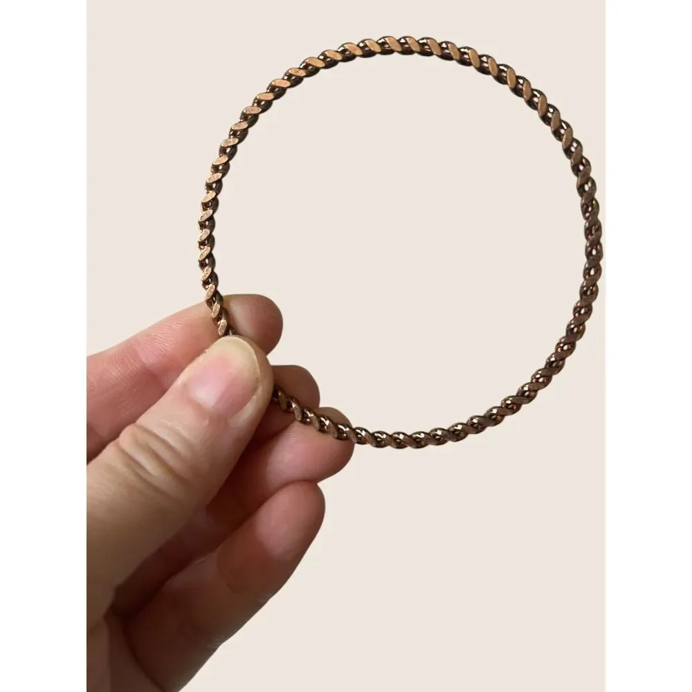 ✨ VTG 80s COPPER MULT STRAND ROPE TWIST STACKING BANGLE BRACELET HEALING ENERGY